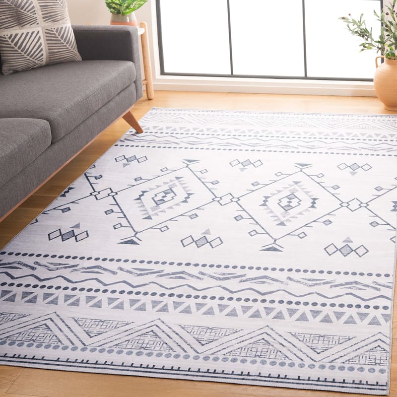 SAFAVIEH Arizona Cvita Vintage Machine Washable Rug - 6' Square - Beige/Charcoal