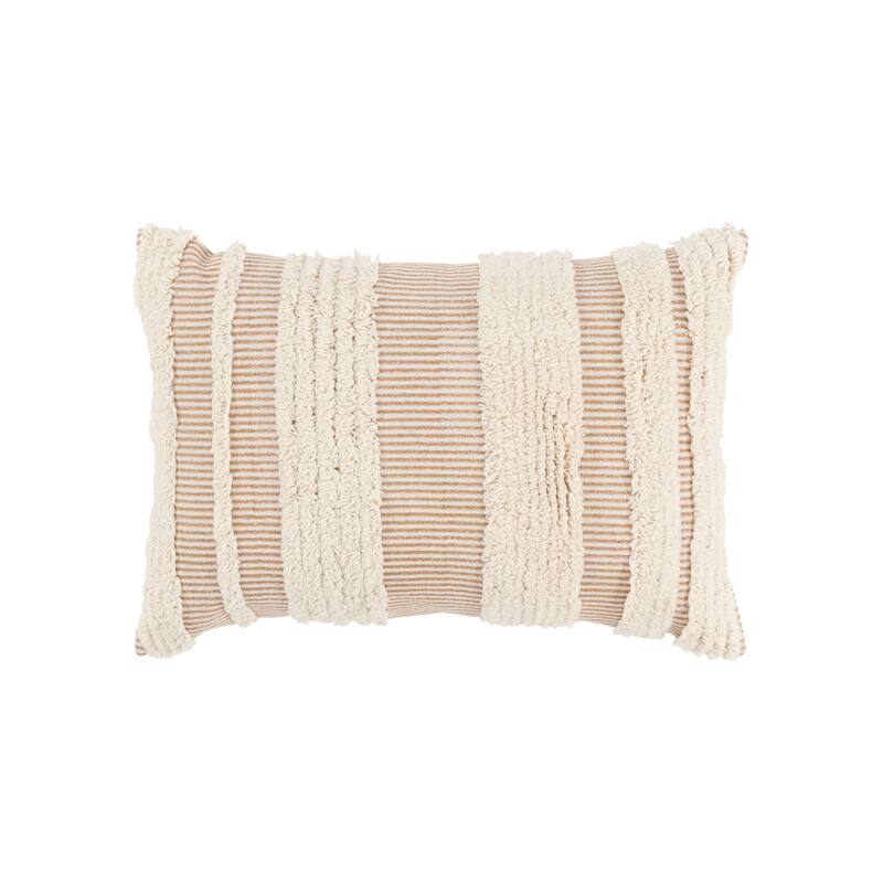 Rizzy Home Boho Stripe Tufted Throw Pillow - Natural