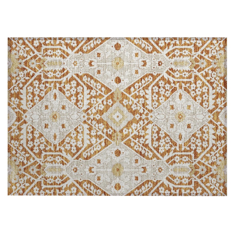 Machine Washable Indoor/ Outdoor Chantille Traditional Medallion Rug