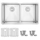 preview thumbnail 2 of 10, Stylish Undermount 32" Double-Bowl Stainless Steel 18G Kitchen Sink S-301G - 32" x 18" x 10"
