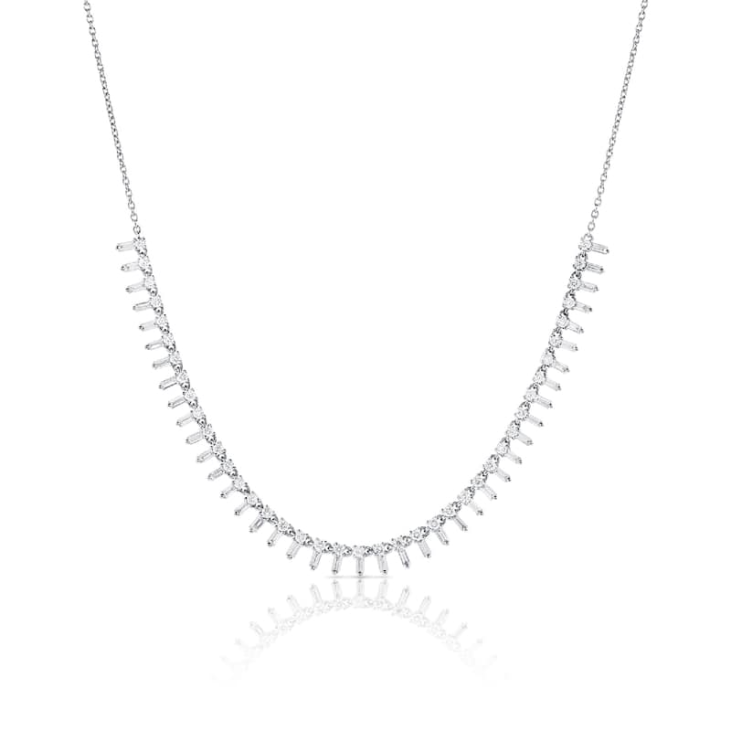 Joelle Collection Diamond Baguette Necklace 14K Gold 1.35ct - White