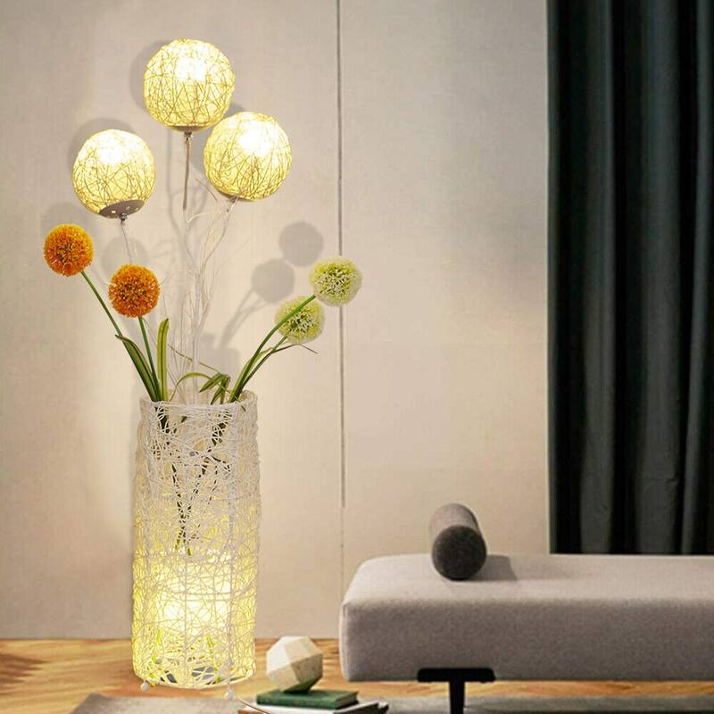 Modern Tree Lantern Creative Floor Lamp Hand-Woven Flower LED Light - 7.9” W x 42” H