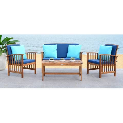 Safavieh Outdoor Living Rocklin Navy 4-Piece Set With Accent Pillows