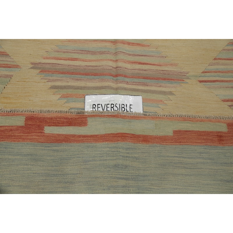 Hand Woven Oriental 100% Wool Carpet Southwestern Tribal Yellow & Gold Kilim Area Rug - 12' 2'' X 9' 5''