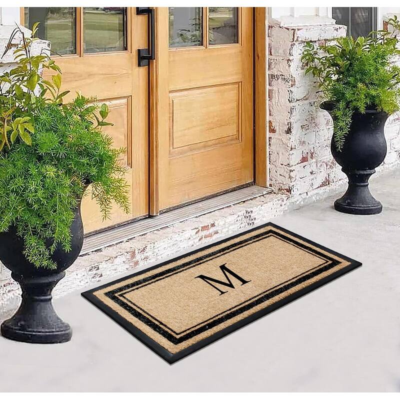 A1HC Picture Frame Natural Rubber & Coir Large Monogrammed Doormat 24"x48"