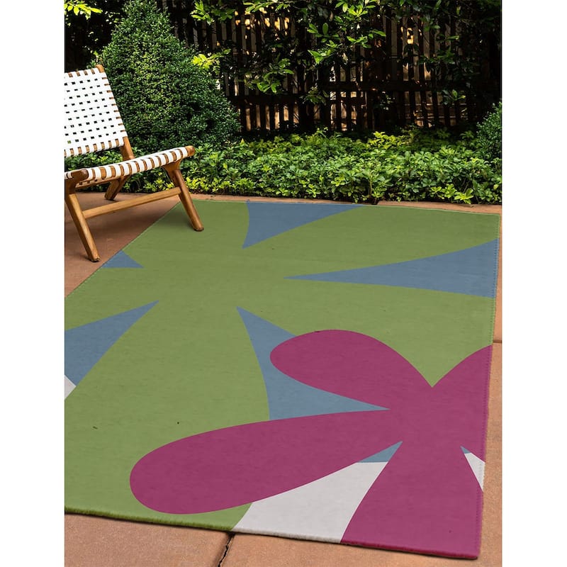 Bold Flowers Modern & Contemporary Chenille Area Rug