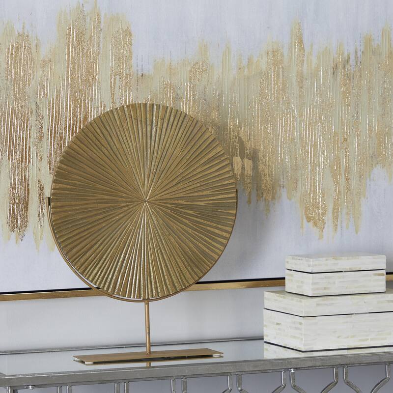 CosmoLiving by Cosmopolitan Gold, Black or White Wood Carved Starburst Decorative Sculpture with Stand - Gold