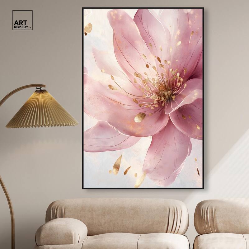Pink and Gold Bloom Canvas by Art Remedy