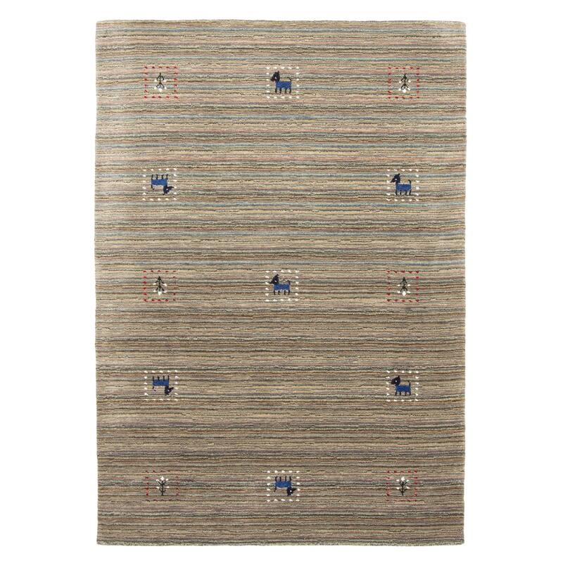 ECARPETGALLERY Hand Loomed Kashkuli Gabbeh Grey Wool Rug - 3'11 x 5'8