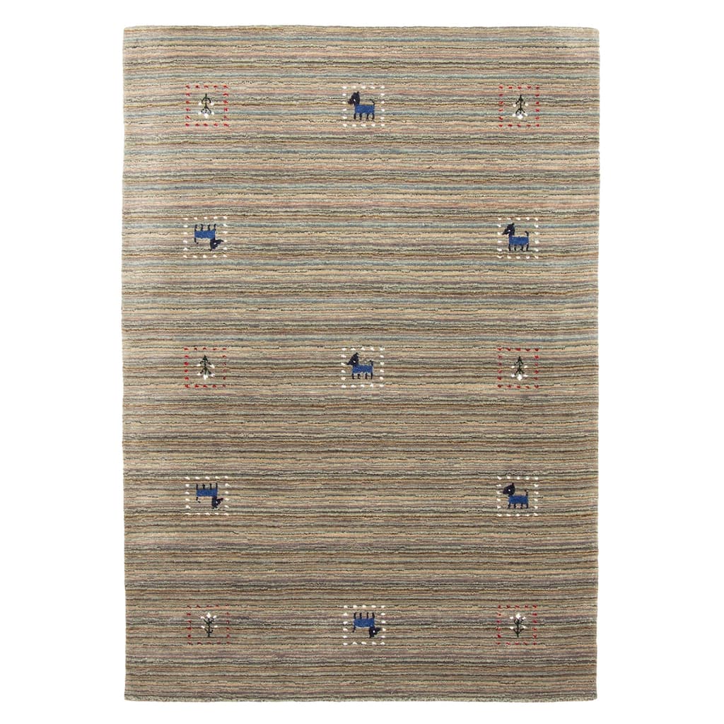 ECARPETGALLERY Hand Loomed Kashkuli Gabbeh Grey Wool Rug - 3'11 x 5'8