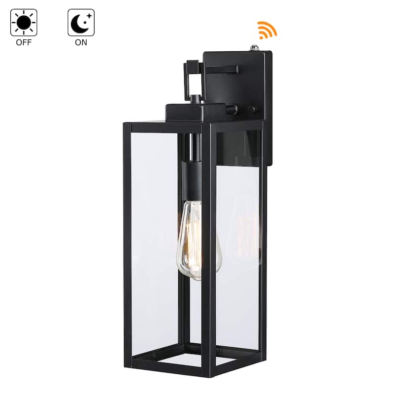 2-pack 1-Light 18 inch Matte Black Outdoor Wall Lantern with Clear Glass Shade(dusk to dawn could be chosen)