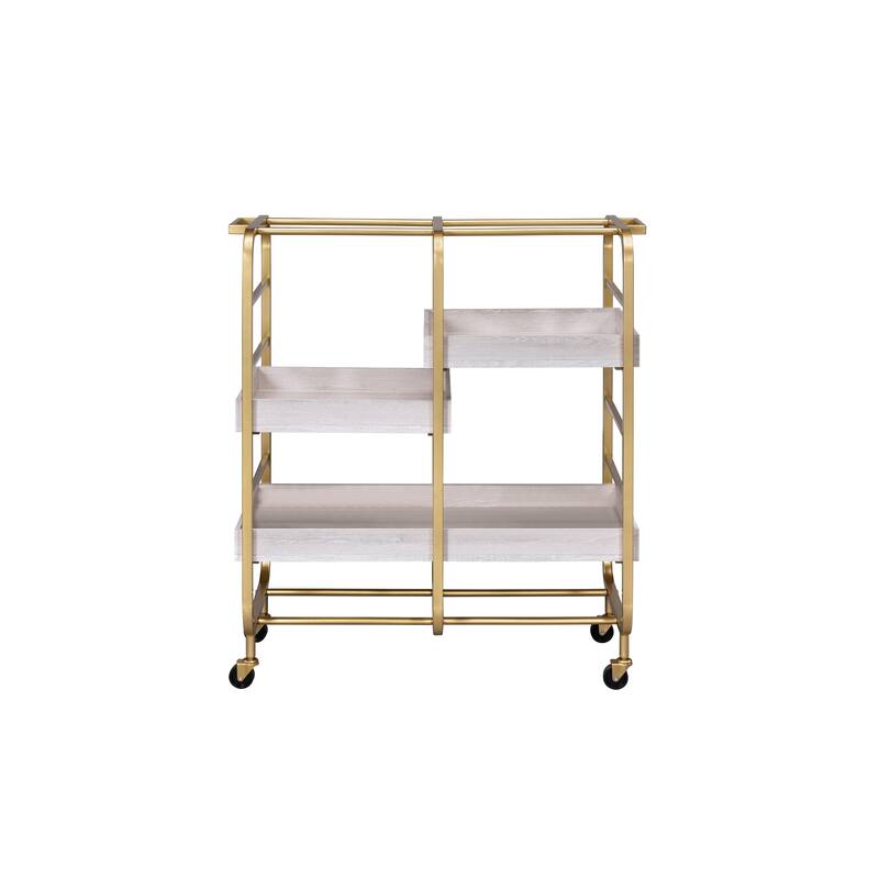 Vorrik Gold & White Washed Finish Serving cart