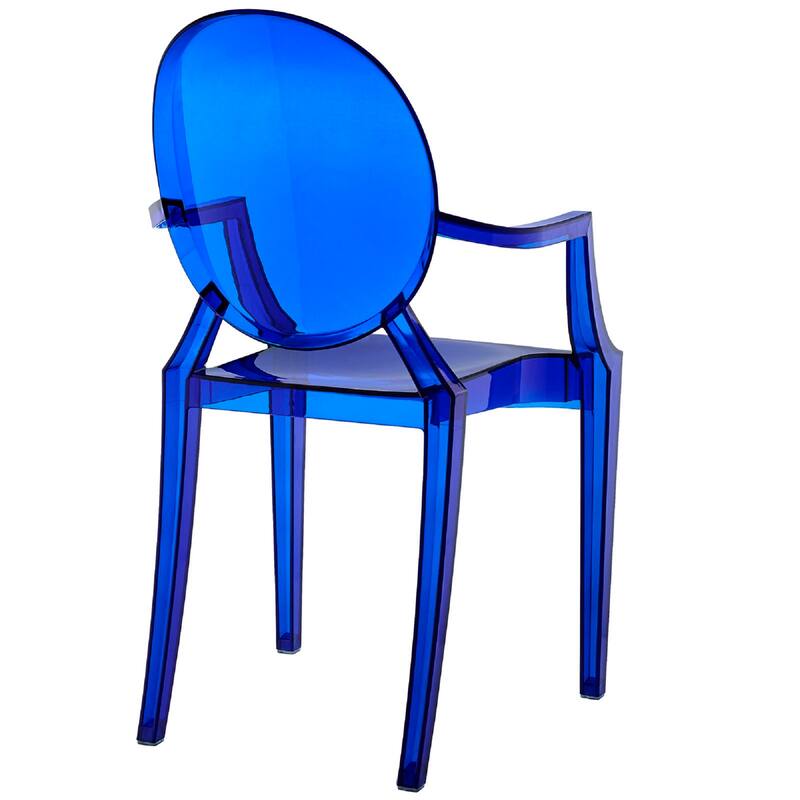 Casper Modern Acrylic Stacking Dining Armchairs in Blue (Set of 4)
