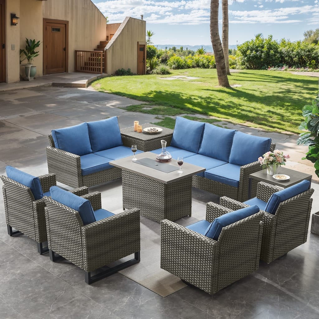 Outdoor Fire Pit Conversation Sofa Sets with Storage Table