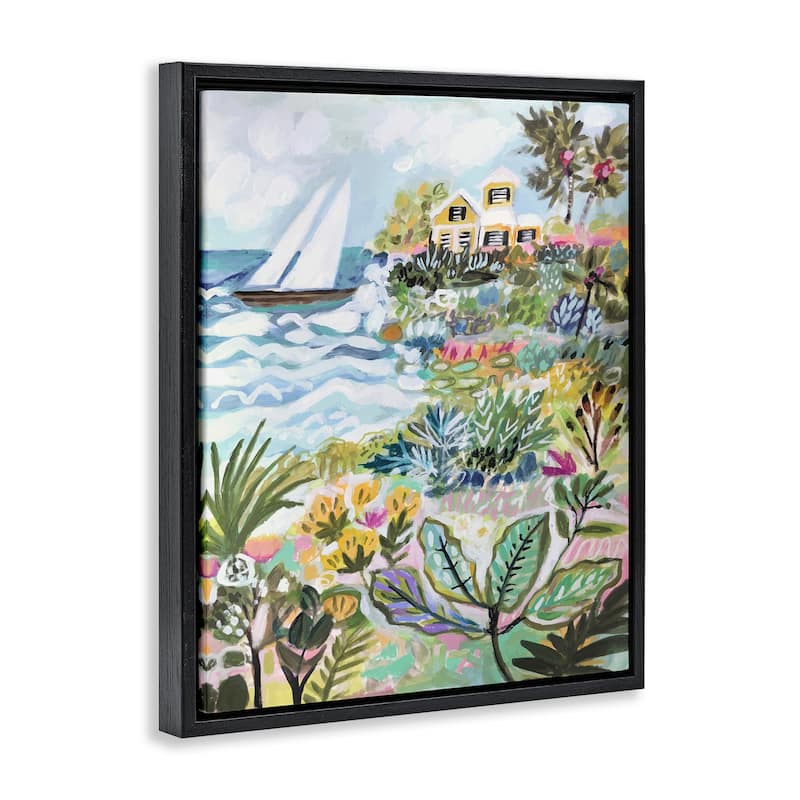 Stupell Abstract Nautical Scene Framed Floater Canvas Wall Art Design by Karen Fields