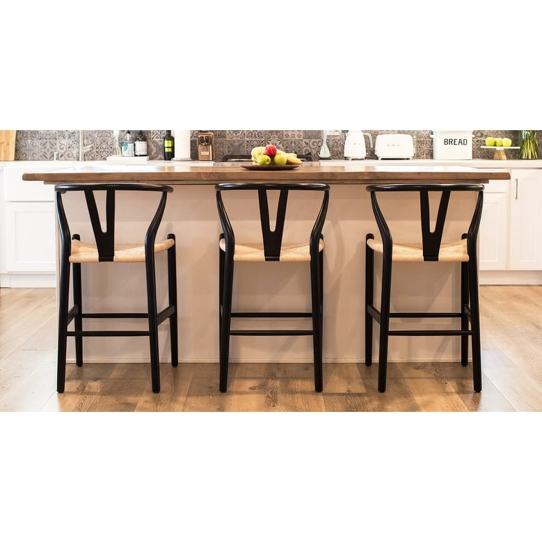 Poly & Bark Weave 23.5" Seat Height Counter Stool - Solid Wood with Woven Seat