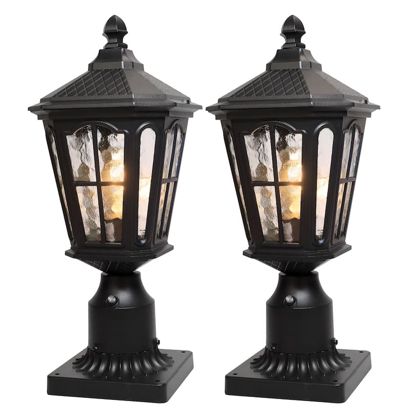 Outdoor 1 -Light 17.5'' H Post Light with Pier Mount Base(Pack 1 or 2) - 2 Pack - Black