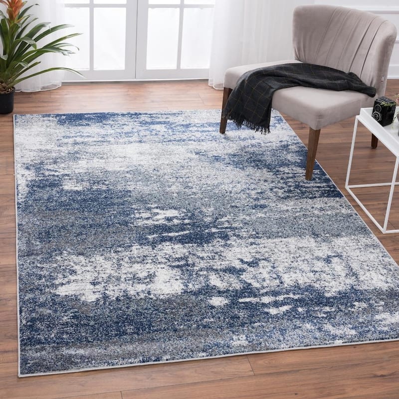 Luxe Weavers Hampstead Collection 941 Dark Blue 5x7 Modern Area Rug - 5' x 8'/Surplus