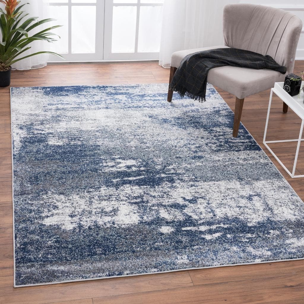 Luxe Weavers Hampstead Collection 941 Dark Blue 8x10 Modern Area Rug - 8' x 10'/Surplus