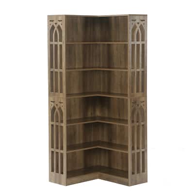 6-Tier Corner Shelf, 75.2" Tall Corner Bookshelf and Bookcase