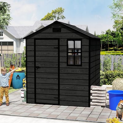 6*6ft Resin Storage Shed, High Quality Pp Material, Waterproof, Rust And Uv Proof, Large Storage Space, 12mm Thick Pp Board