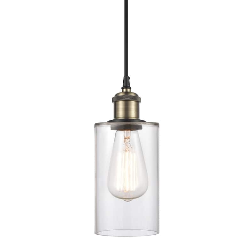 Innovations Lighting 516-1P-10-4 Clymer Pendant Clymer 4" Wide Mini - Clear / Black Antique Brass