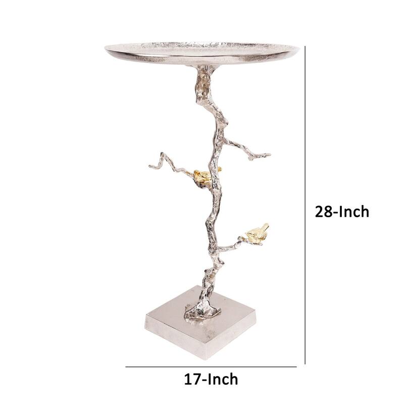 17 in. Silver Rectangle Metal End Table, Sturdy Build End Side Table for Living Rooms
