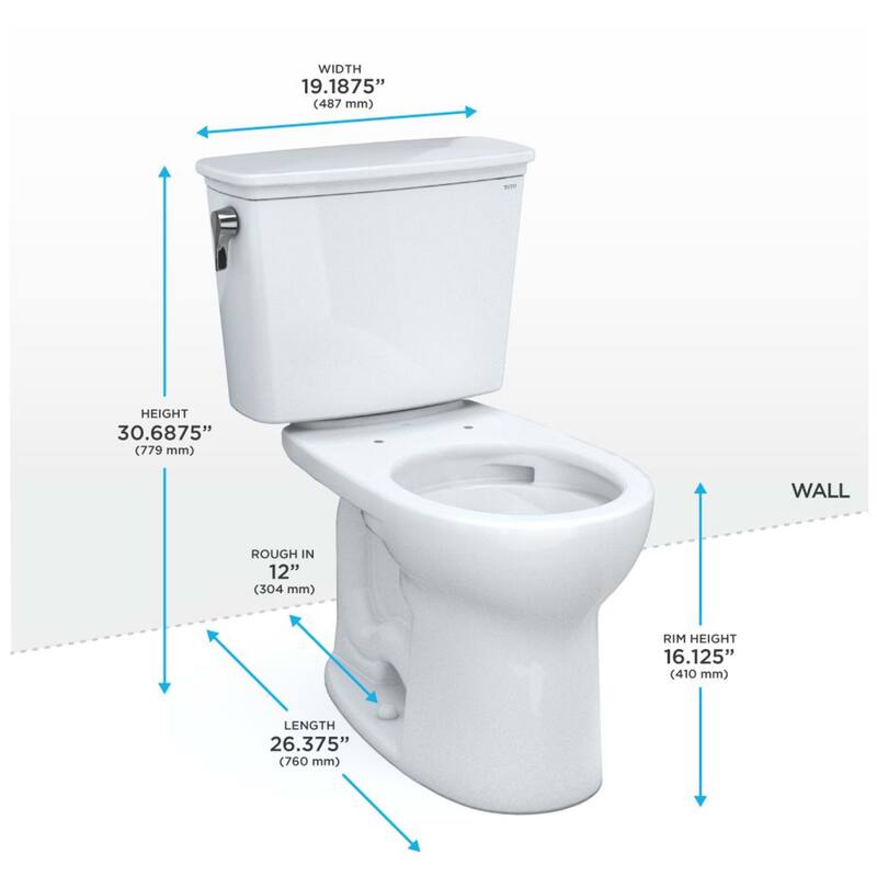 Toto CST785CEFG#01 Drake 1.28 GPF Two Piece Round Chair Height Toilet with Left Hand Lever