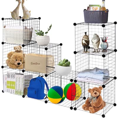 Gymax 12 Cube Grid Wire Organizer Wardrobe Shelves Bookcase DIY