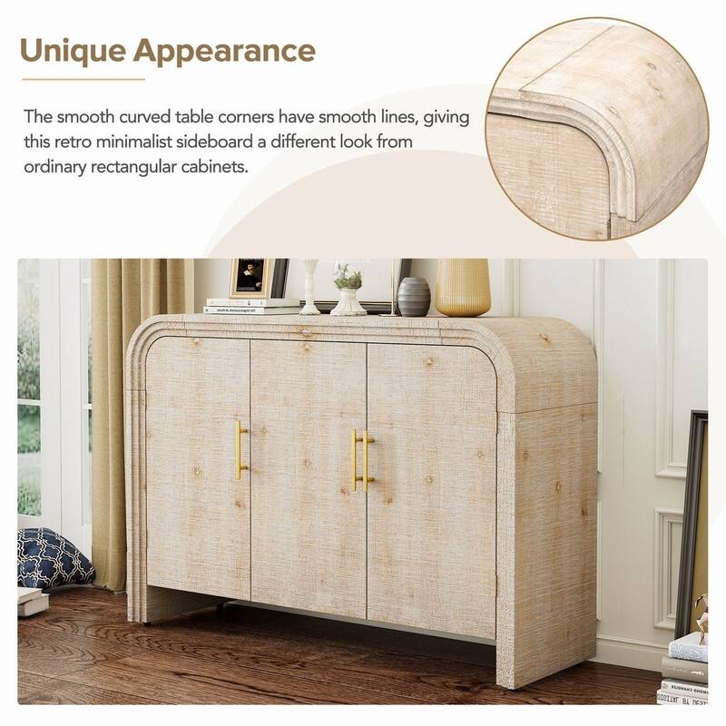 47.2''W Sideboard with Gold Handles and Adjustable Dividers