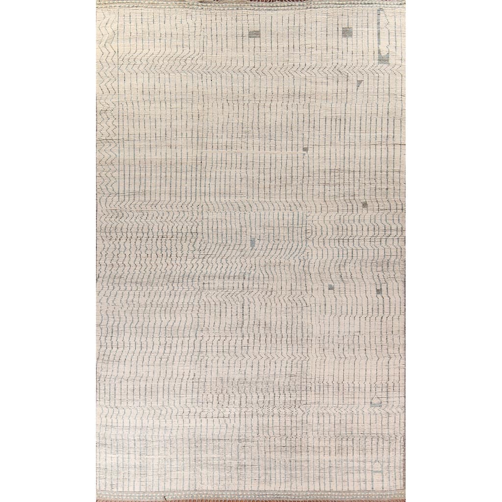 Earth Tone Striped Moroccan Large Area Rug Handmade Wool Carpet - 12'3" x 18'5"