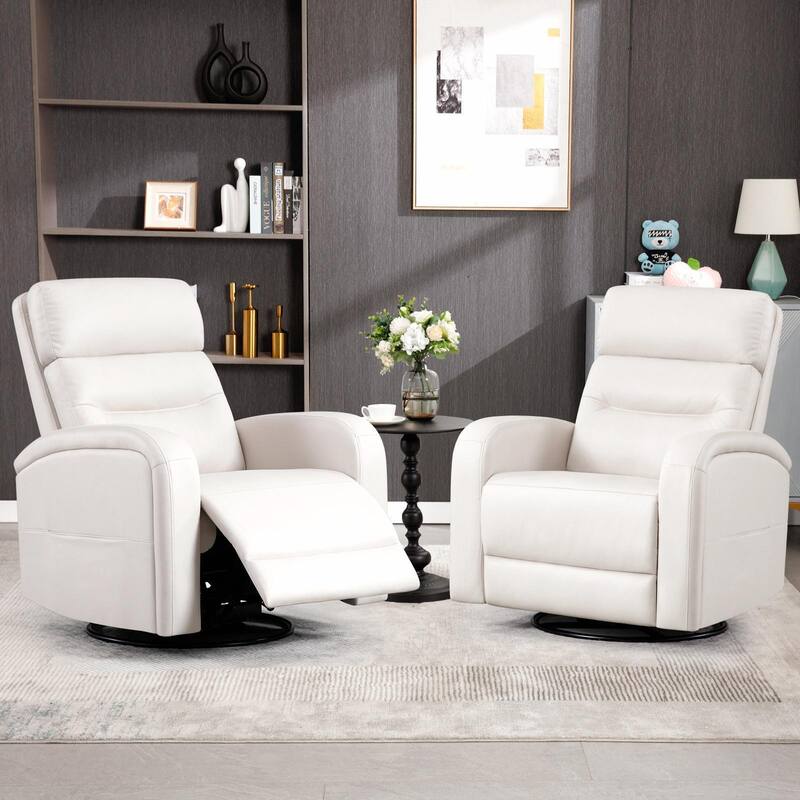 Aemeios Faux Leather Swivel Glider Rocker Manual Recliner Set of 2