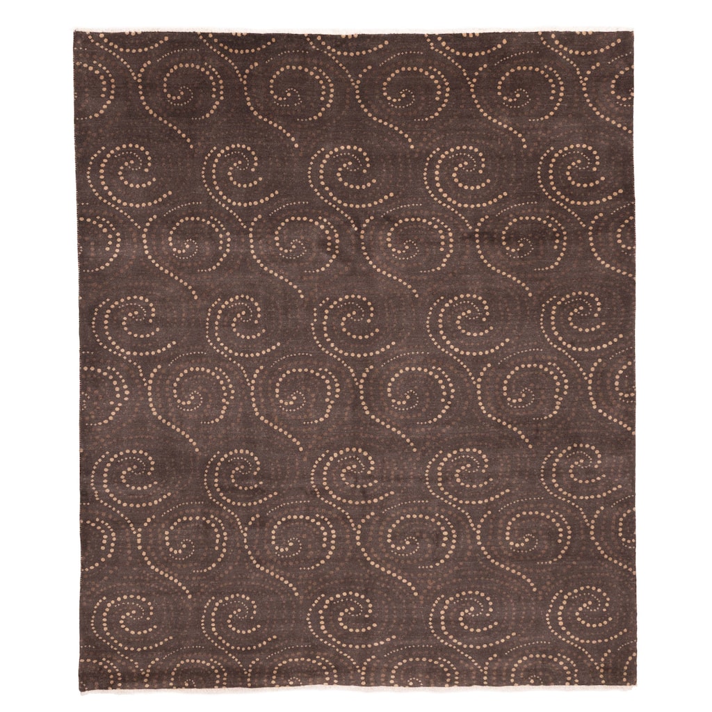 ECARPETGALLERY Hand-knotted Legacy Dark Brown Wool Rug - 8'0 x 9'6