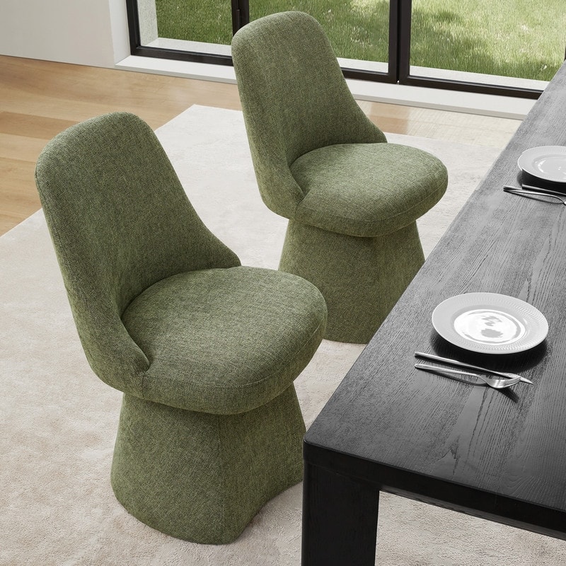 Anna Upholstered Swivel Armless Dining Chair for Kitchen Living Room