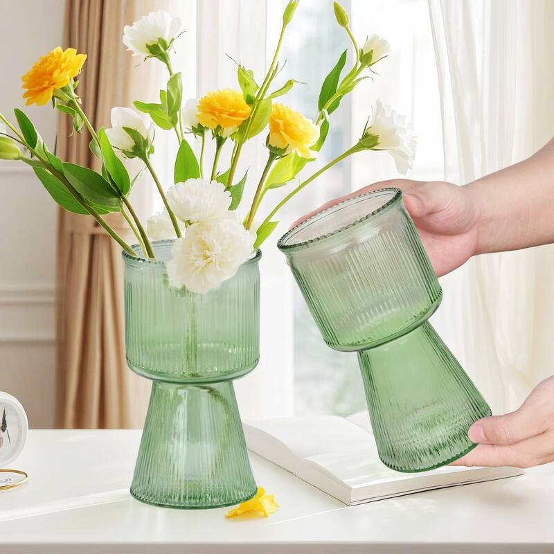 Javlergo Glass Flower Vases for Centerpiece Table Home Indoor Desk Decor, Crystal Vase, Glass Vase Thickening Design Suitable