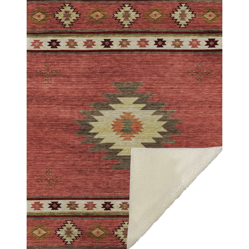 Premium Machine Washable ASB179 Southwest Sherpa Throw Blanket