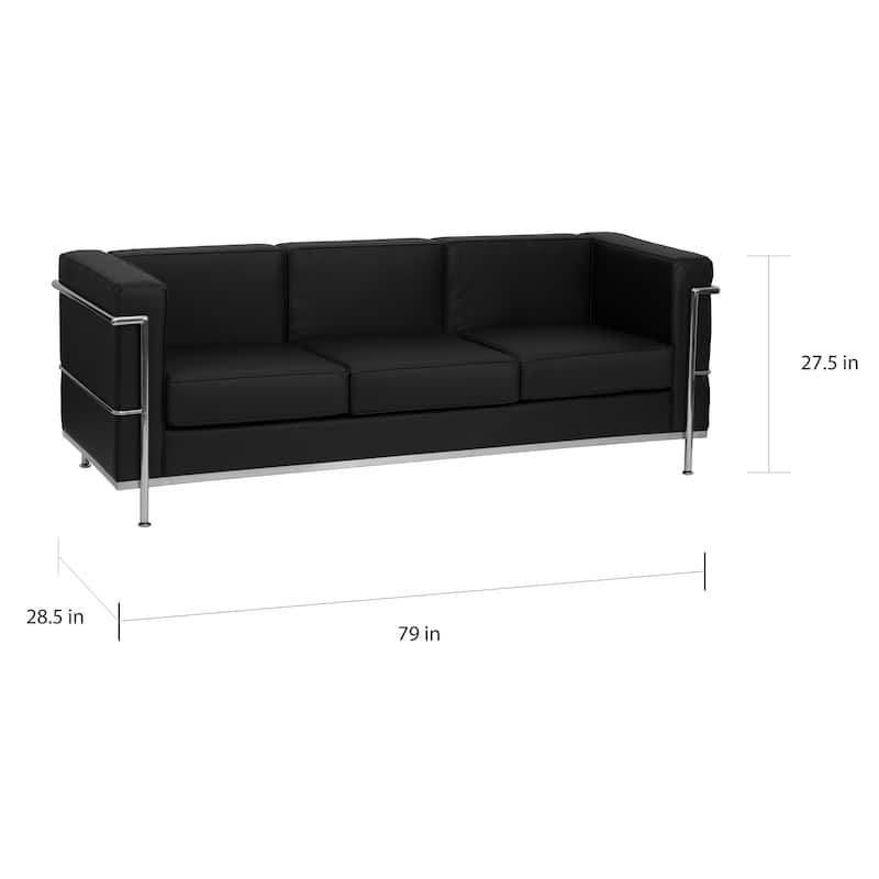Contemporary LeatherSoft Sofa with Double Bar Encasing Frame