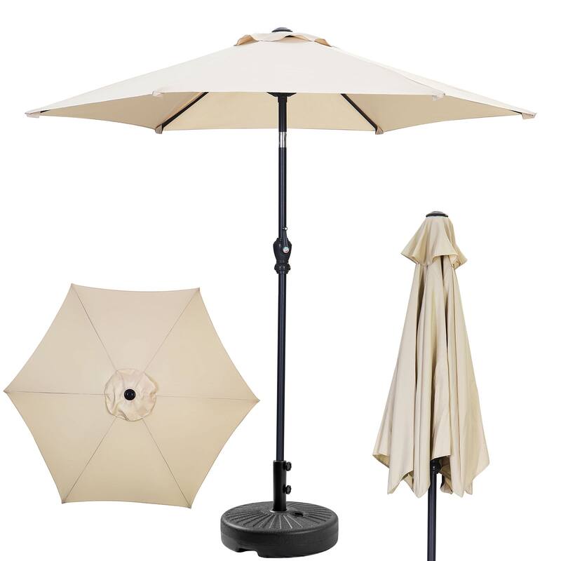 Autlaycil 7.5FT Solar Patio Umbrella with Base and Tilt,Crank
