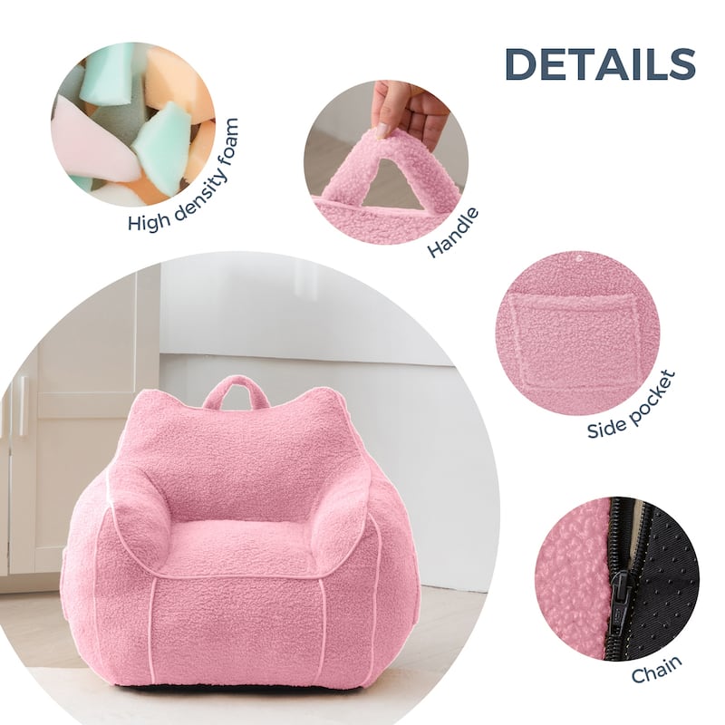 Kids Bean Bag Chair,Sherpa Bean Bag Sofa Couch with Decorative Edges