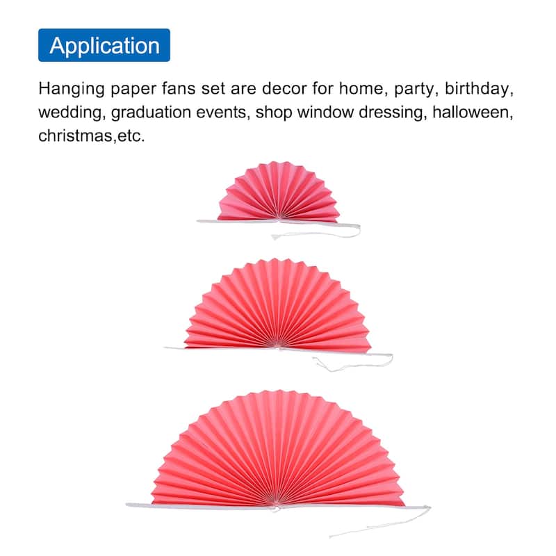 Hanging Paper Fans Party Set 12Pcs Decoration for Home Birthday Wedding Pink