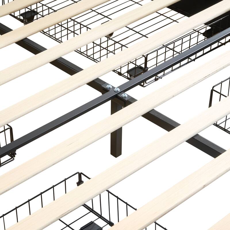 White Upholstered Platform Bed Frame with 4 Storage Drawers, Adjustable Velvet Rivets Headboard