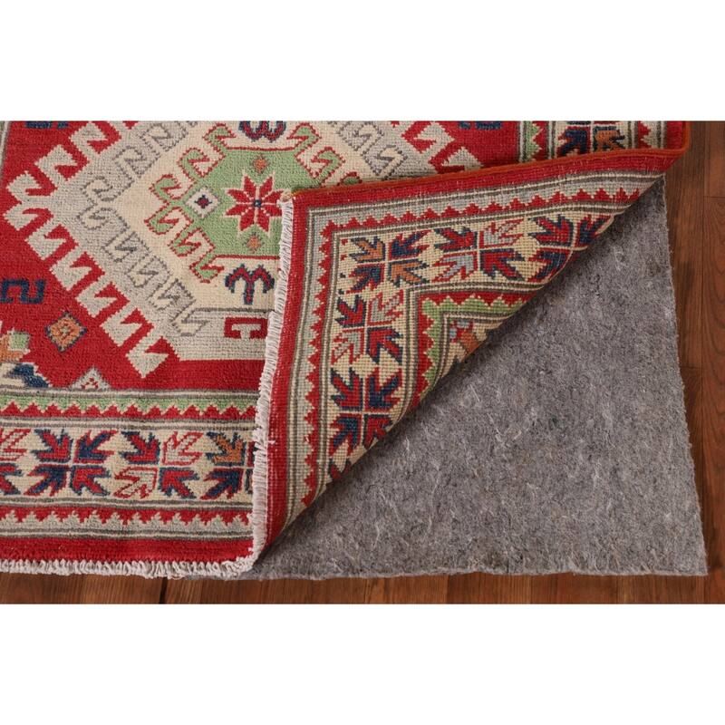 Geometric Kazak Rug Handmade Wool Carpet - 3'2"x 5'0"