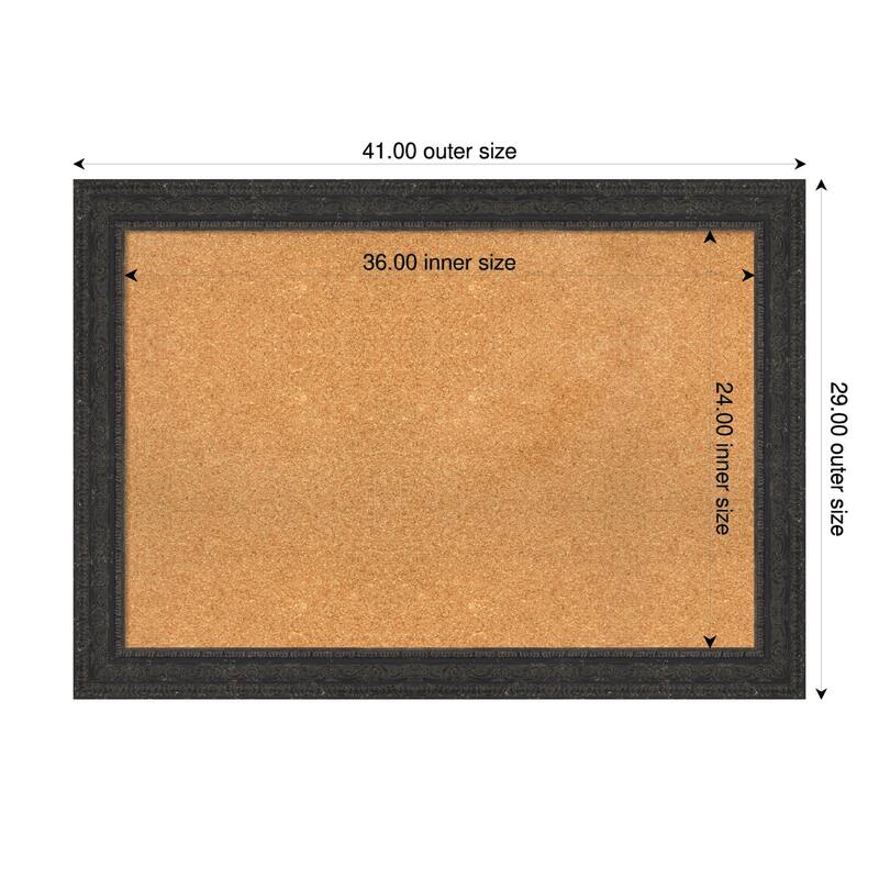 Attic Aged Black Wood Framed Cork Board - Bulletin Board, Organization Board, Pin Board - Natural - 41 x 29 in