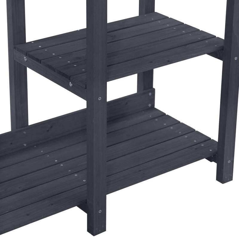 VEIKOUS Outdoor Wood Garden Multi - Functional Potting & Planting Workbench with Shelves
