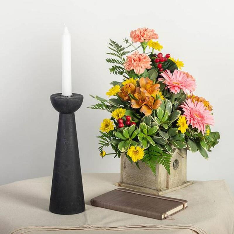Black Wooden Cup Shape Top Candle Holder