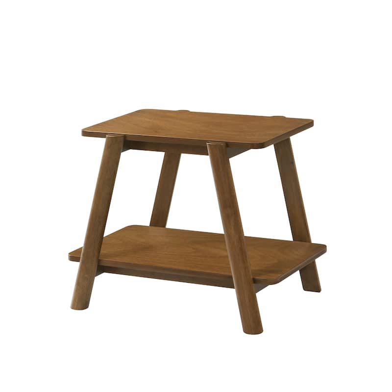 26.77" Mid-Century Modern Wooden End Table with Storage Shelf for Living Room