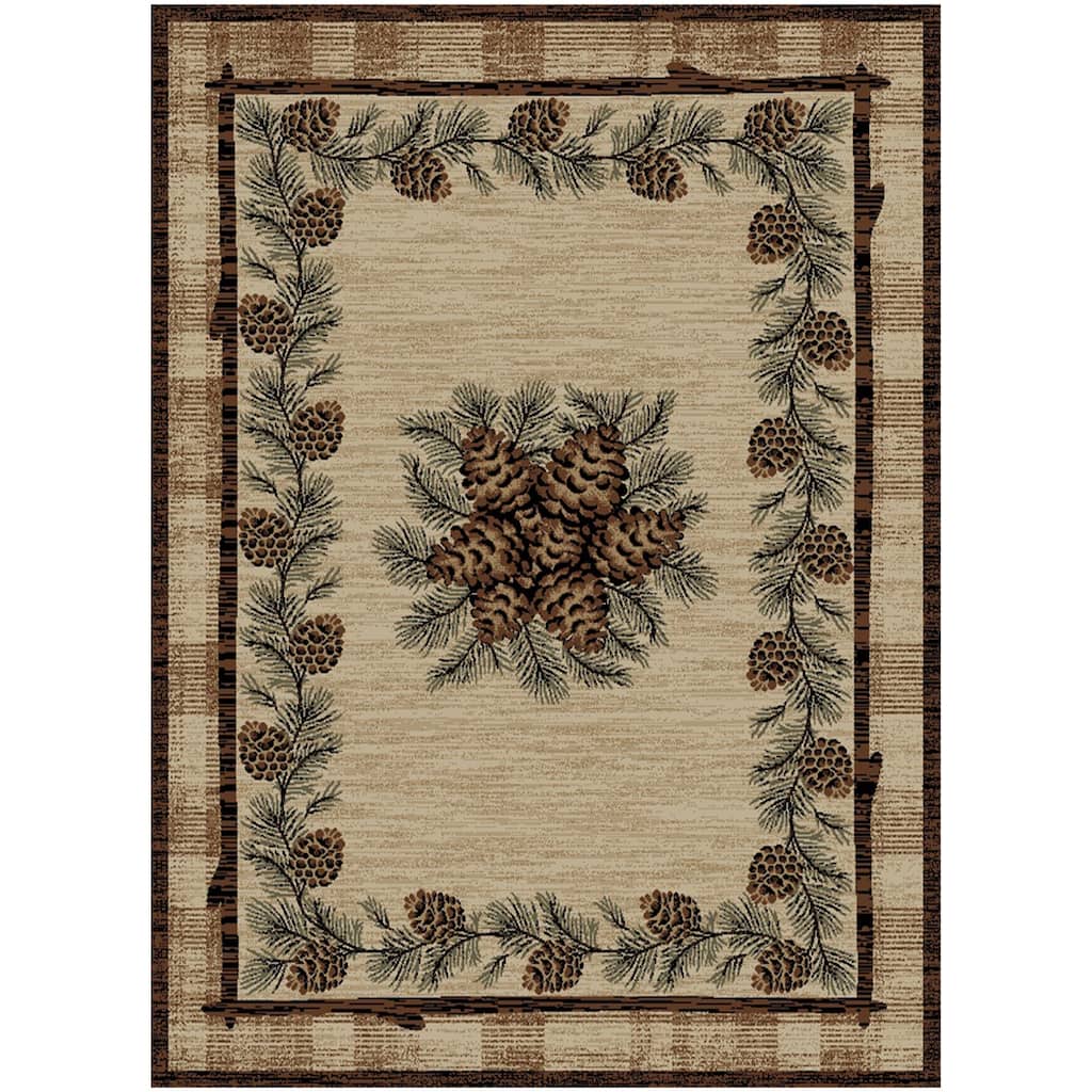 American Destination Greensboro Brown Rustic Pinecone Area Rug