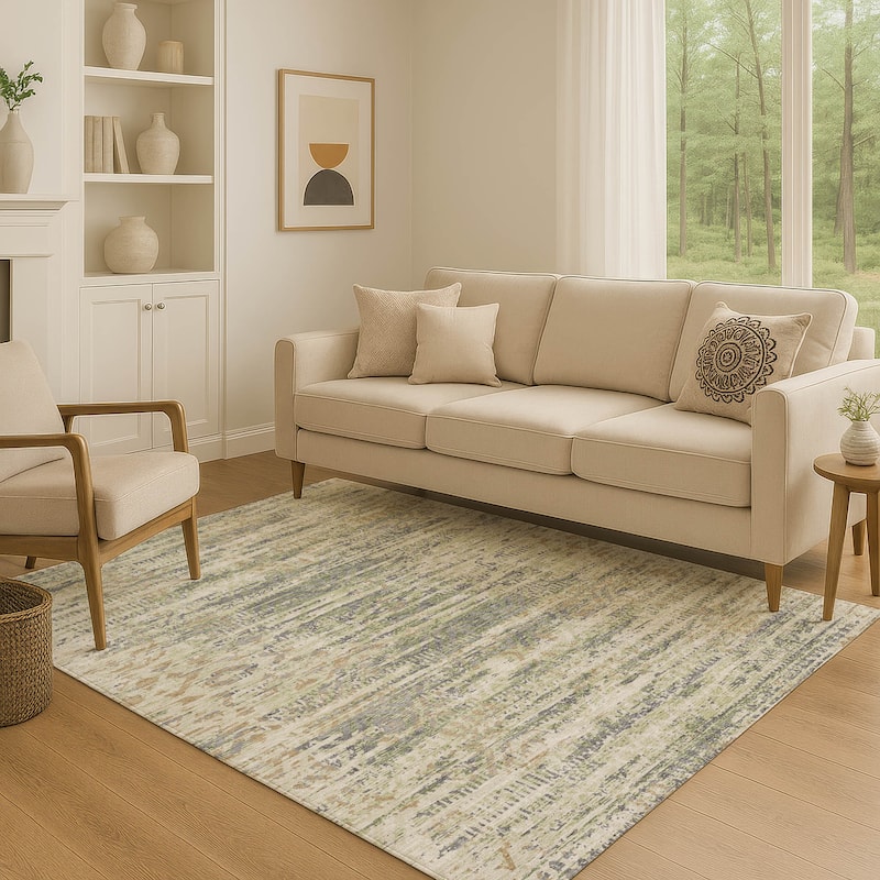 Premium Washable Super Soft Modern Global Mayfield Rug - Aloe - 5' x 7'6"