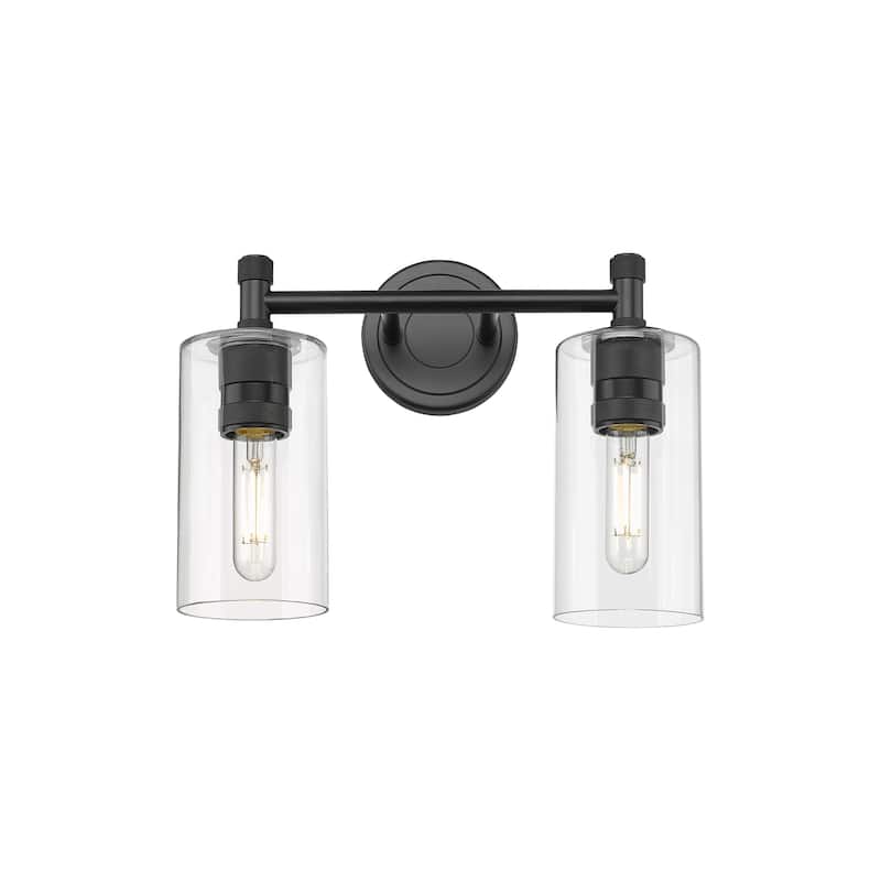 Innovations Lighting 434-2W-11-14 Crown Point Vanity Crown Point 2 - Matte Black / Clear