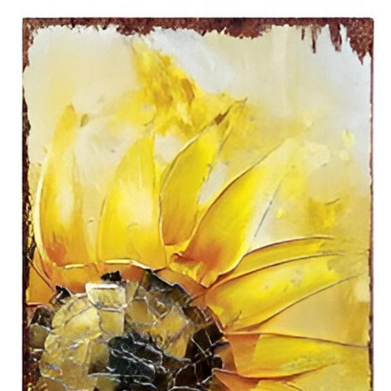 HomeRoots 36" Brown Green And Yellow Solid Wood Sunflowers Porch Sign